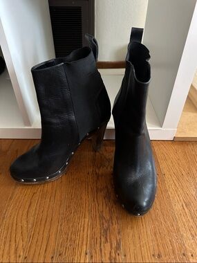 Opening Ceremony black leather ankle platform booties 39